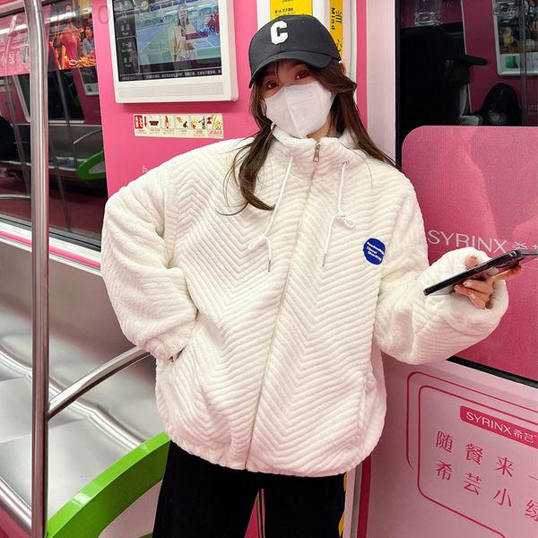 

winter women's corduroy parka women's korean version loose plus size women's elegant stand collar harajuku jacket couple jack, Black