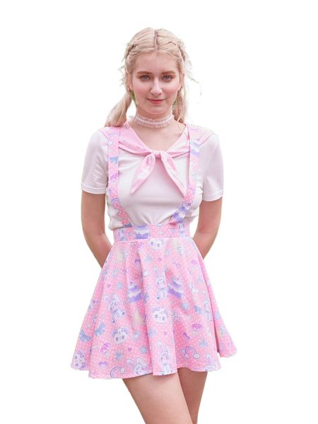 

romwe kawaii colorblock sailor collar crop tee f36m#, White