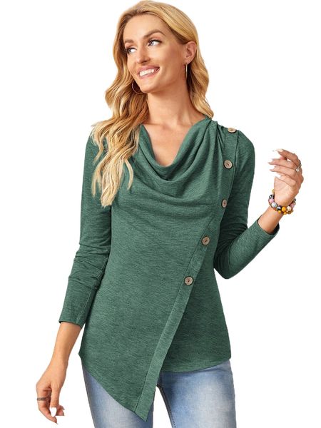 

emery rose draped front button detail asymmetrical tee a0p9#, White