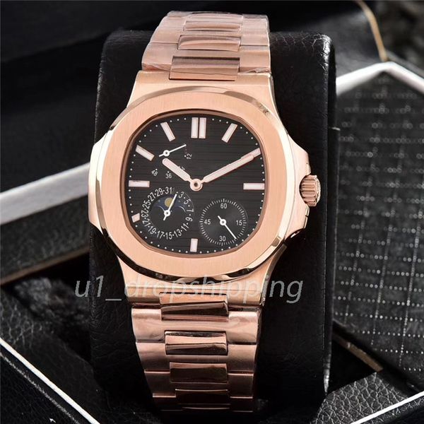 

5 mens pin automatic watch famoso automatic 2813 movement watches rose gold stainless steel luminous wristwatch gifts, Slivery;golden