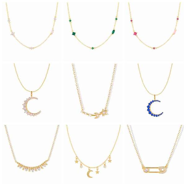 

roxi luxury zircon moon star pendant necklace for women 925 sterling silver jewelry chain female choker collier wedding collares