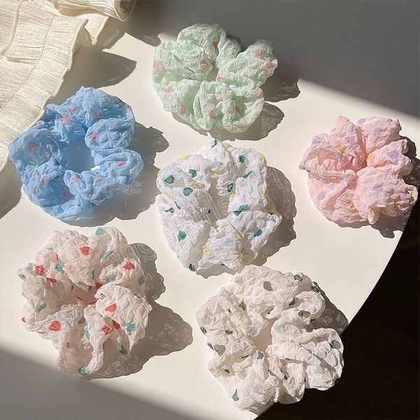 

woman korean style wrinkle scrunchies hairband girls rubber band lady hair accessories hair ties ponytail holders, Slivery;white