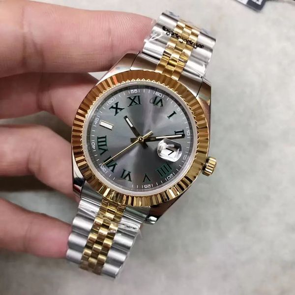 

41mm automatic mechianical movement wristwatches male watch stainless steel strap sapphire glass folding buckle waterproof, Slivery;brown