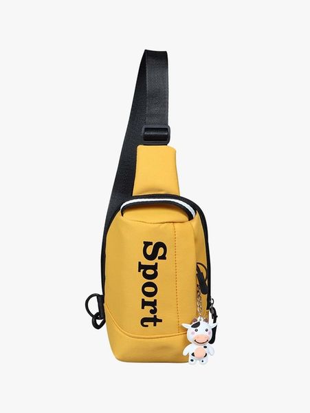 

boys letter graphic sling bag with cartoon bag charm she