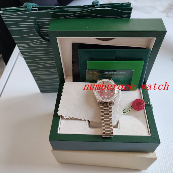 

midsize watch factory make automatic woman mens watches 36mm 18k yellow gold bigger diamond dial & bezel 118348 diving super luminous with b, Slivery;brown