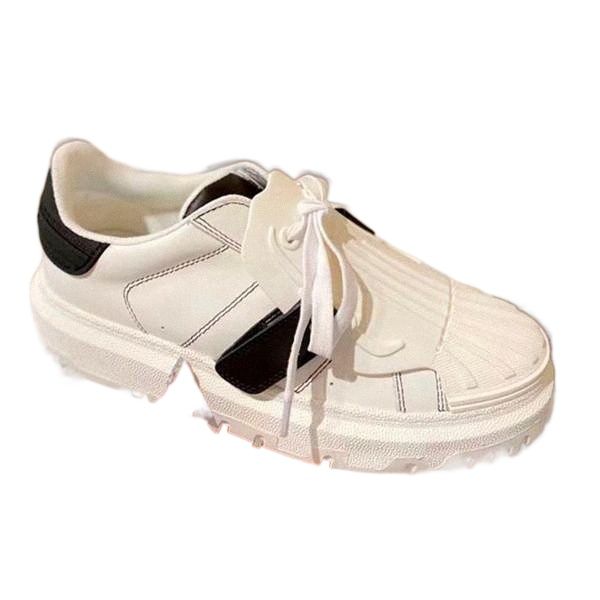 

designers womens white shoes outdoor calfskin sneakers summer low cut trainers lace up rubber sole platform shoe, Black