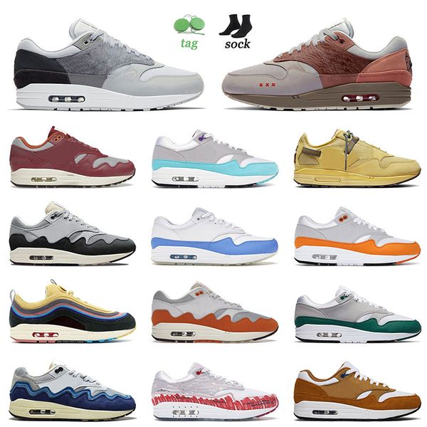 

2022 arrival sports 1 87s running shoes for men women london amsterdam anniversary aqua patta black grey magma orange trainers sneakers 36-4