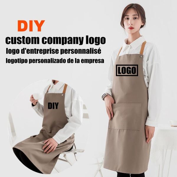 Фартук пользователь для взрослых Bib Apron Solid Color Kitchen Chef Office Design Print