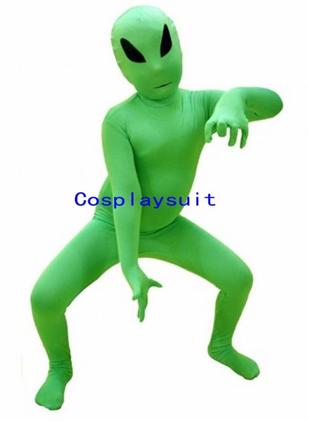 Halloween Alien Cosplay Kostüme Catsuit Ganzkörperanzug Spandex Ganzanzug Strumpfhosen Lycar Zentai Bühnenoverall für Kinder Erwachsene