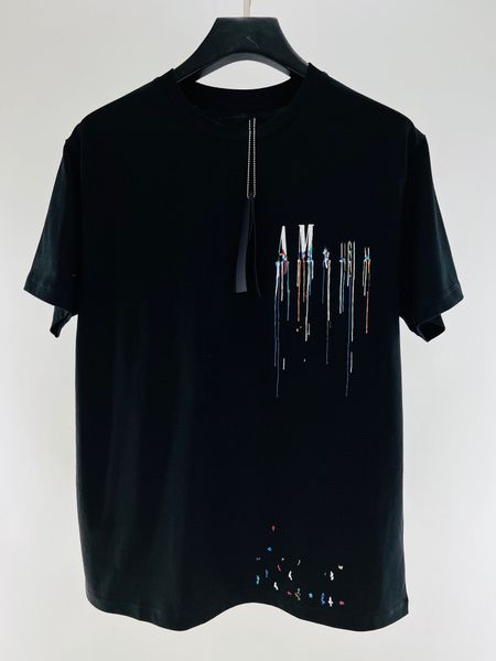 

mens designer clothes t shirts summer shirt color ink letter printing men women short sleeve casual tees, White;black