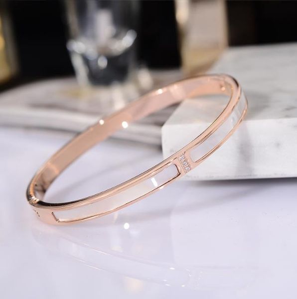 

selling rose gold new non fading titanium steel shell bracelet three diamonds simple fashion temperament bracelet, Silver