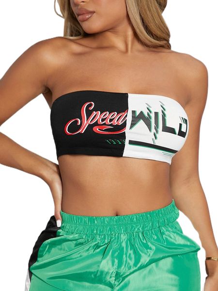 

sxy letter graphic colorblock tube s4zq#, White