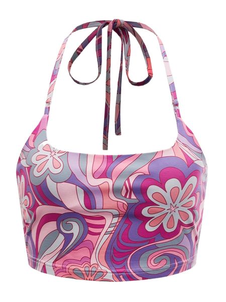 

mod tied backless floral print halter h6zz#, White