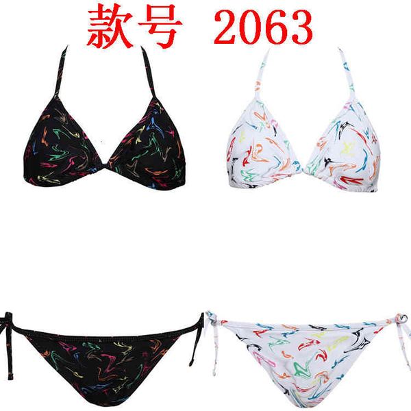 

women's swimwear letter swimsuit triangle bag squeeze rope bikini split dahong factory blx1, White;black