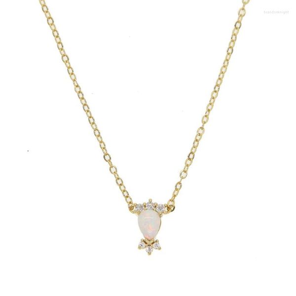 Ketten Mode Tiny Link Kette Halskette Zarte Träne Wasser Tropfen Opal Cz Charme Mini Pendent Halsketten Für Mädchen Frauen Schmuck ketten