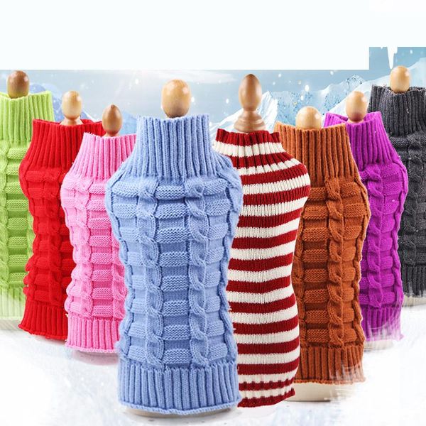 Vestuário para cachorro roupas de listra de inverno suéter quente de natal para cães pequenos roupas de estimação de pet cacote tricô