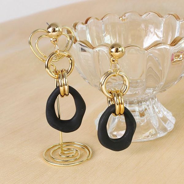

dangle & chandelier 2022 frosted rubber paint metal earrings retro round geometric women's fashion pendant accessories, Silver