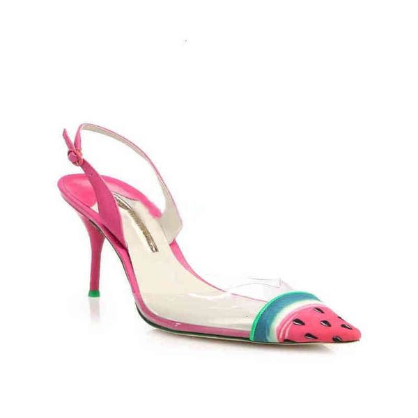 

leather ladies patent watermelon pattern high heels solid ornaments sophia webster pillage sandals shoes mutli 34-42 001 efm8, Black