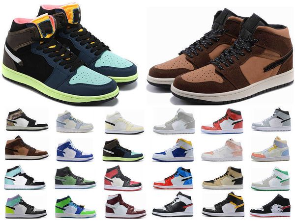 

2022 1s men women casual shoes light chocolate championship navy panda crimson tint dark russet game royal syracuse spartan green mens, Black