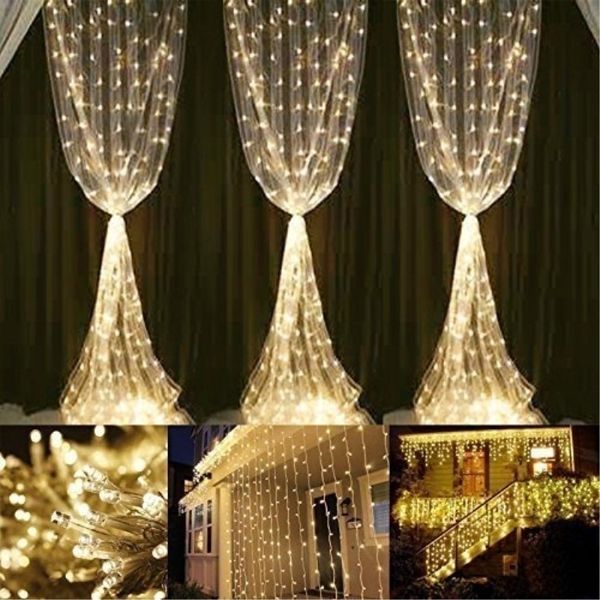 3x13x36x LED Vorhang Fairy String Light 300 Weihnachten für Hochzeitshausgarten Party Dekor RV Y200603
