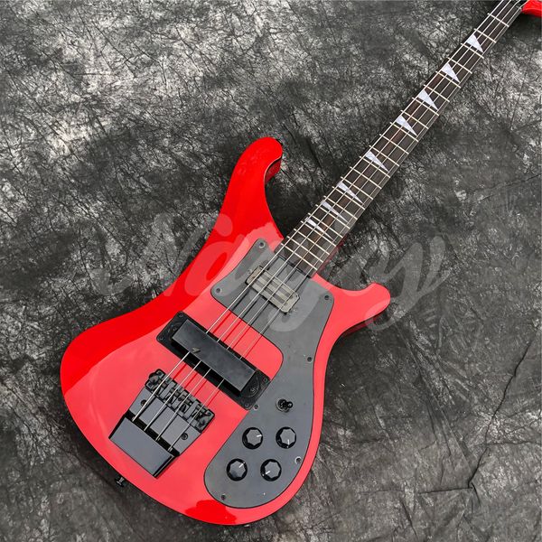 Kırmızı Renkli Ricken 4003 Elektrik Bas, Siyah Hardwares Masif Ahşap 4 Dizeler Bas gitar, Stokta