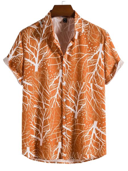 

romwe guys tree print shirt b6hw#, White;black