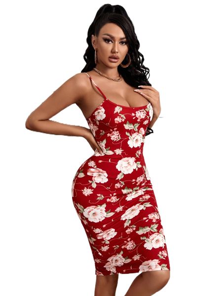 

floral print cami dress v1j9#, Black;gray