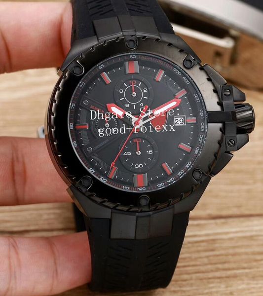 3 estilo cronógrafo masculino VK Quartz Movimento ronda relógio homens tachymetre esportes rosa ouro preto preto silicone date relógios de pulso