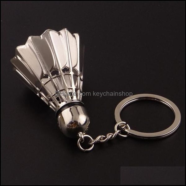 

keychain souvenirs ball keyrings badminton football basketball key ring charm holder men women model gifts fashion jewelry chain for car dro, Slivery;golden