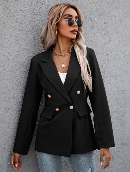 

solid double breasted blazer c1vh#, White