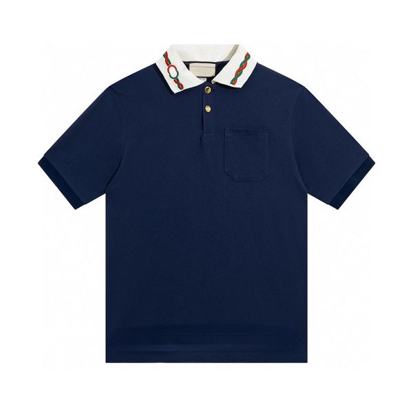 

men's and women's fashionable casual embroidered twine neckline men's polos t-shirts short sleeves, White;black