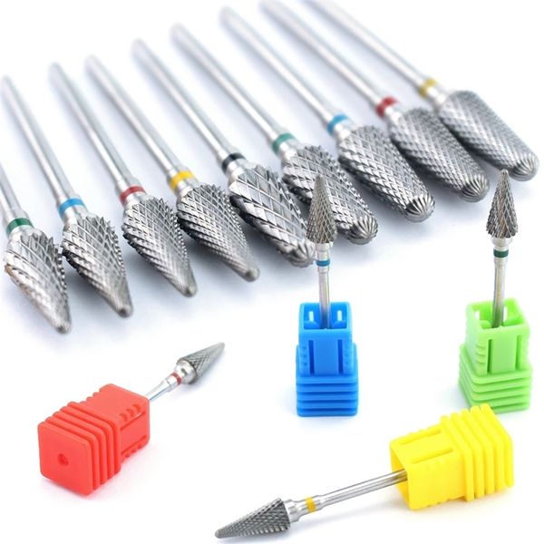 

cone carbide tungsten burr bits milling cutter manicure electric drill bit machine for nail tools 220708, Silver