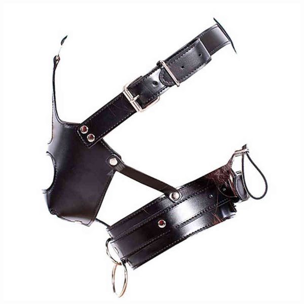 NXY Giocattoli per adulti Pelle Fetish Copricapo BDSM Bondage Maschera Cappuccio Ritenuta Cosplay Donna Uomo Giocattolo del sesso 1201