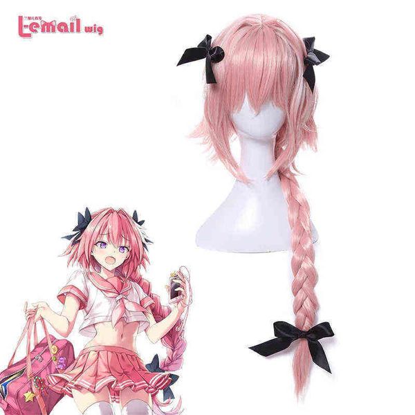 L-E-e-e-e-e-eg Wig Synthetic Hair Game Fate Apocryph Astolfo Cosplay Wigs Long Pink Theat Resive220505