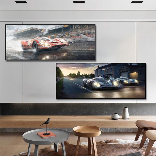 Großes 24-Stunden-Rennen von Le Mans 917K-Auto-Poster, Druck auf Leinwand, Wandkunst, Bild für Wohnzimmer, Heimdekoration, rahmenlos