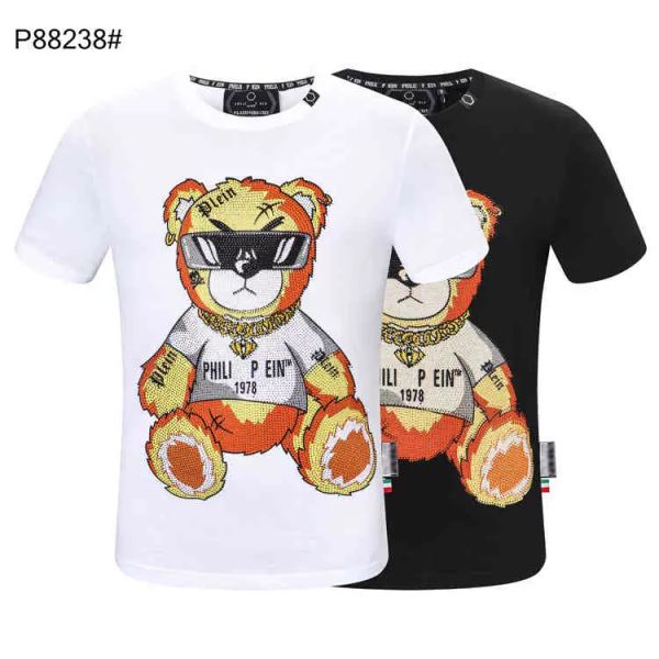 

tee shirt fashion fashion pp land casual brand men's printed diamond letters short sleeve summer t-shirt iqe philipps pleins, White;black