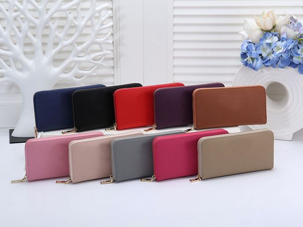 

tz fashion women clutch wallet solid color style wallet single zipper wallets designer lady male long classical coins purse, Red;black