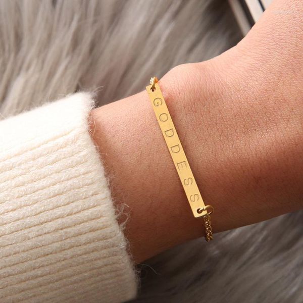 Cadeia de link Diezi Simples Fashion Gold Silver Bracelets for Women Girls Cartas Define jóias coreanas vintage 2022