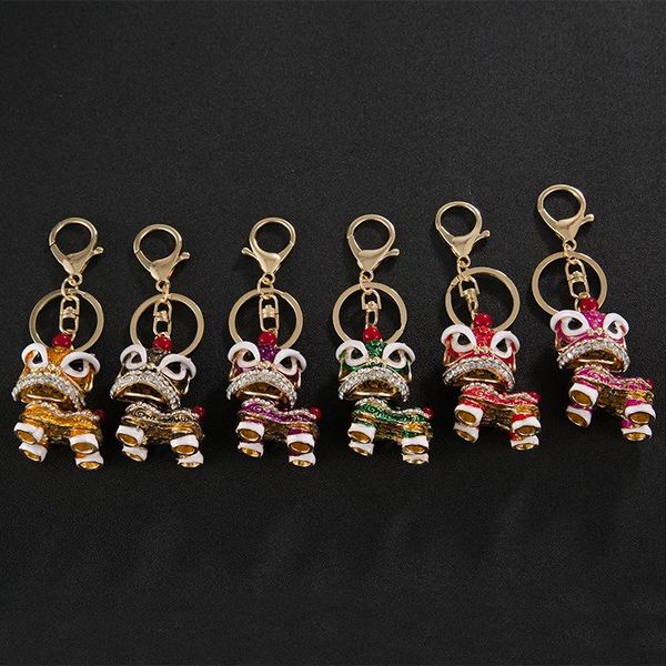 Keychains Creative Small Gift Gift Chinês Lion Dance Kirin liga -lusa Kichain Fashion's Bag Ornament Automobile pendurado ornamentKeych