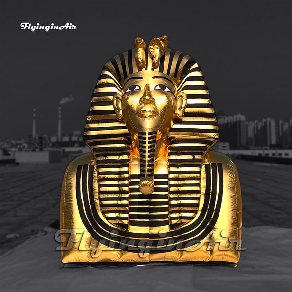 Statua gonfiabile dorata della pietra del faraone 3m/6m grande scultura di Tutankhamon di esplosione dell'aria con la maschera dell'oro per l'evento del club