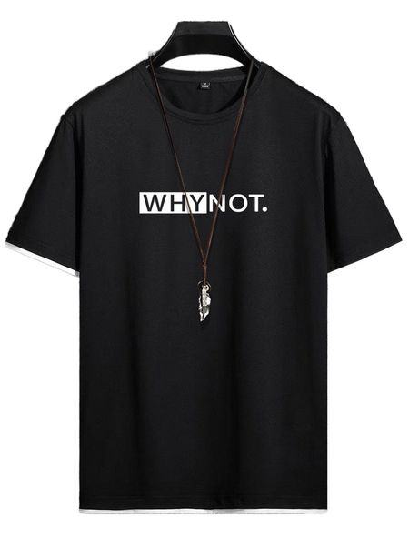 

men slogan graphic contrast trim tee 41ix#, White;black