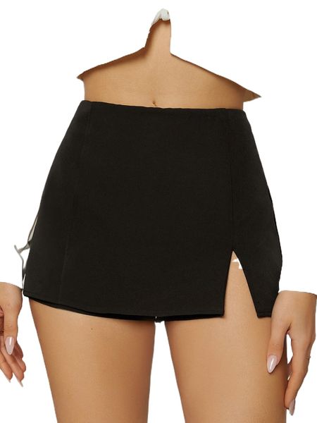 

club high waisted split hem skort g4f9#, White;black