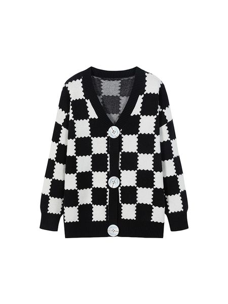 

women knitted sweater v-neck single breasted long sleeve cardigan autumn stylish knitwear lazy highstreet top, White;black