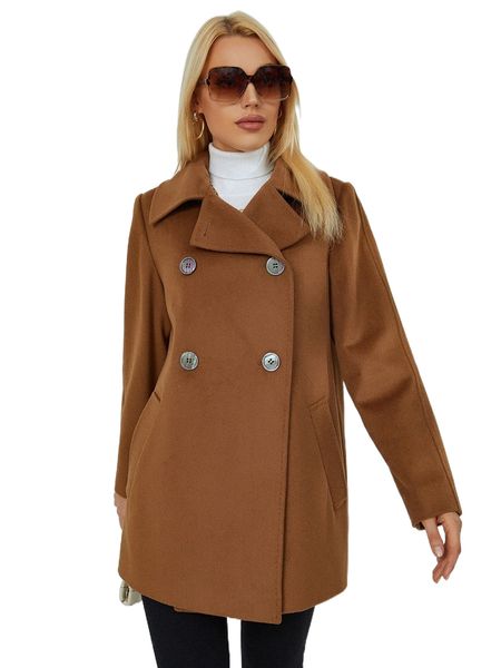 

miegofce double button solid overcoat c7y0#, Black