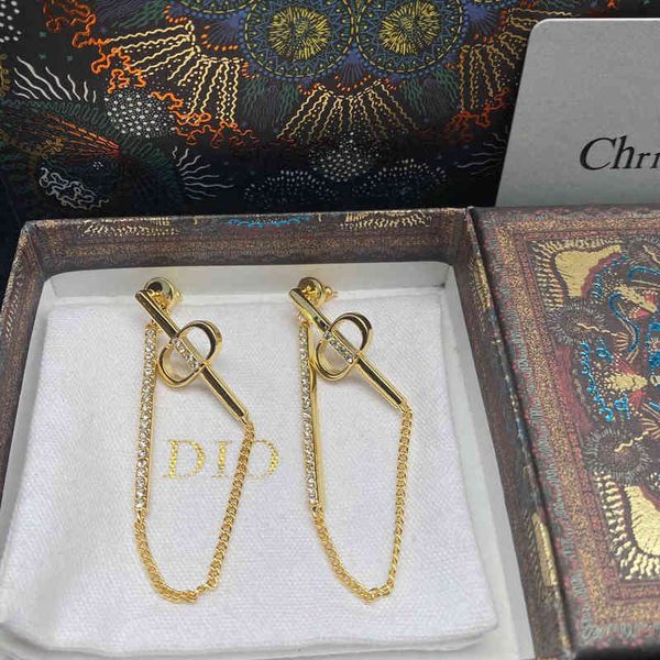 

factory outlet new diamond studded earrings female net red tassel advanced sense earrings, Golden