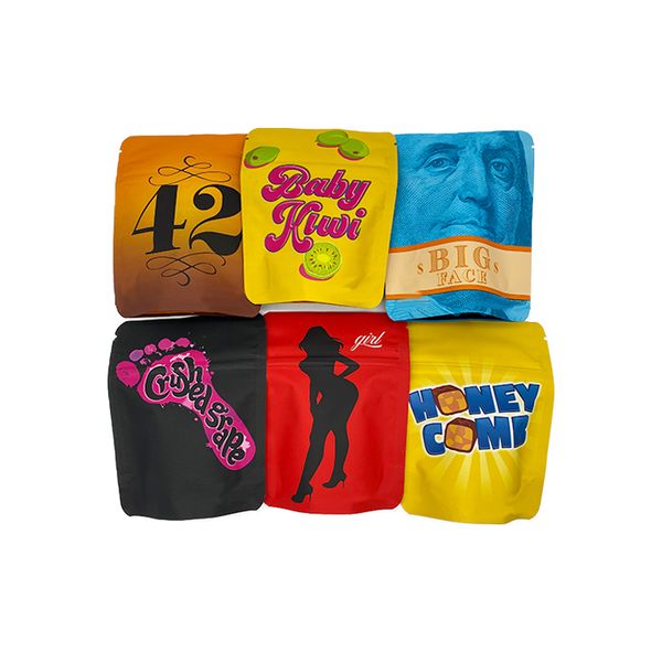 

3.5 g empty soft touch mylar bag stand up ziplock edibles plastic packaging bags