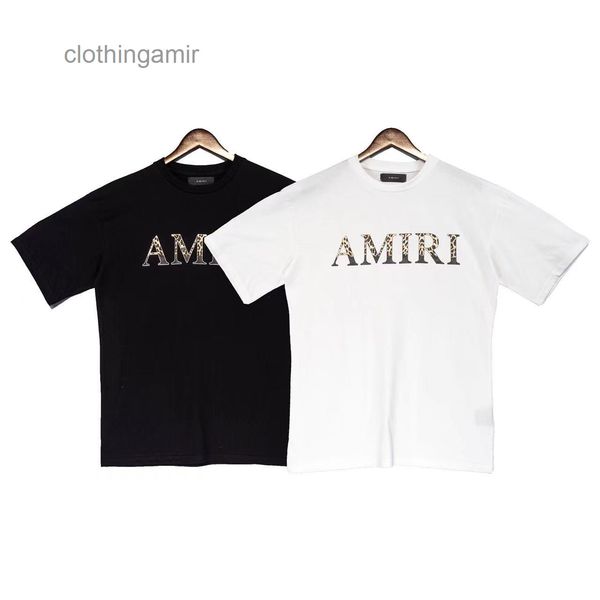 

designer amirss t shirt 2022 mens fashion high summer brand basic leopard letter printed men's women's short sleeve t-shirt 6pxe, White;black