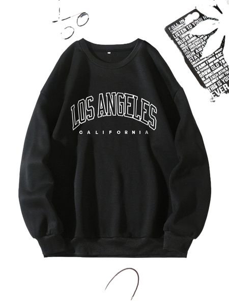 

men letter graphic thermal lined sweatshirt g6re#, Black