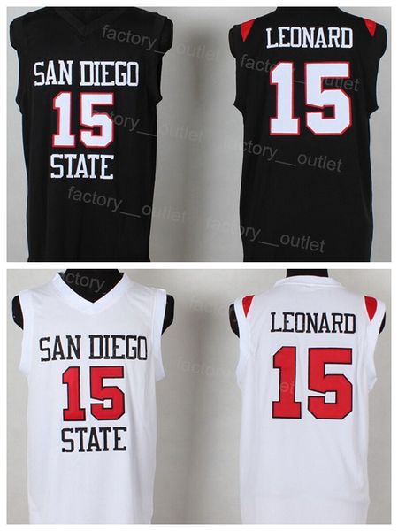 

ncaa college san diego state basketball 15 kawhi leonard jersey team color black white university all stitched breathable pure cotton for sp