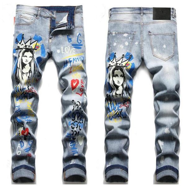 

22ss mens brand jeans designer ripped slim fit motorcycle denim men fashion men's jeans, Blue